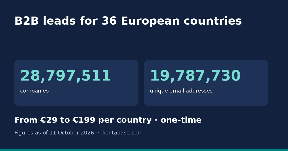 B2B leads database: number of companies, emails and phone numbers in the database